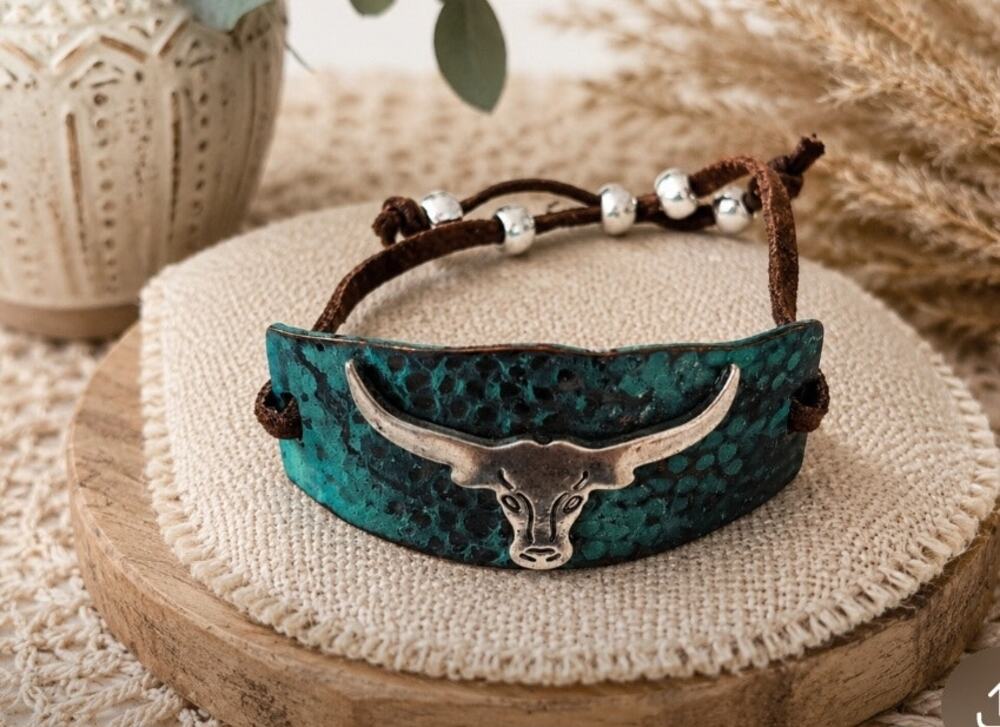 Western Pull Tab Steer Head Metal Bracelet New